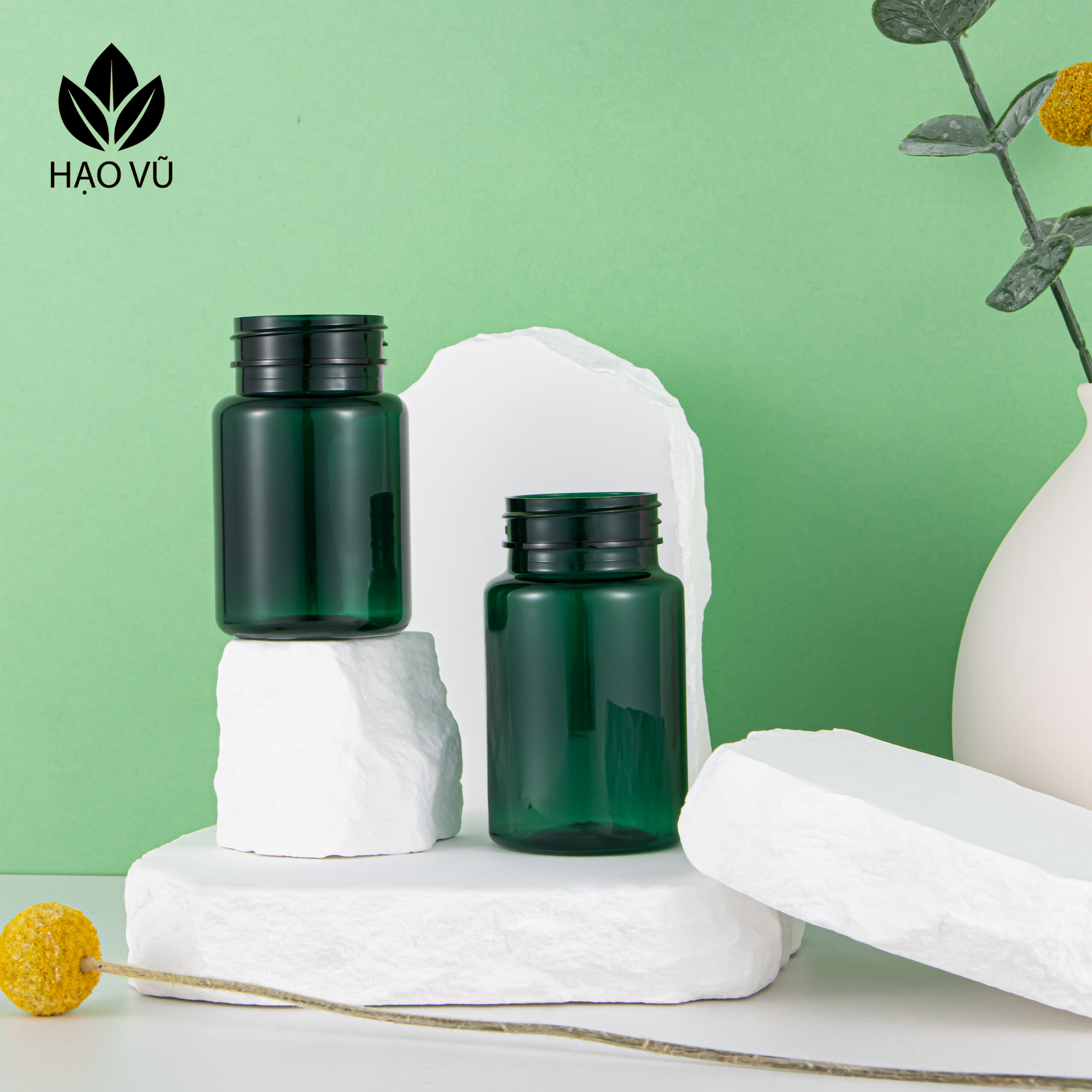 Chai nhựa Thực Phẩm Chức Năng cao cấp PET7-Lục nắp gặp - Ảnh 2