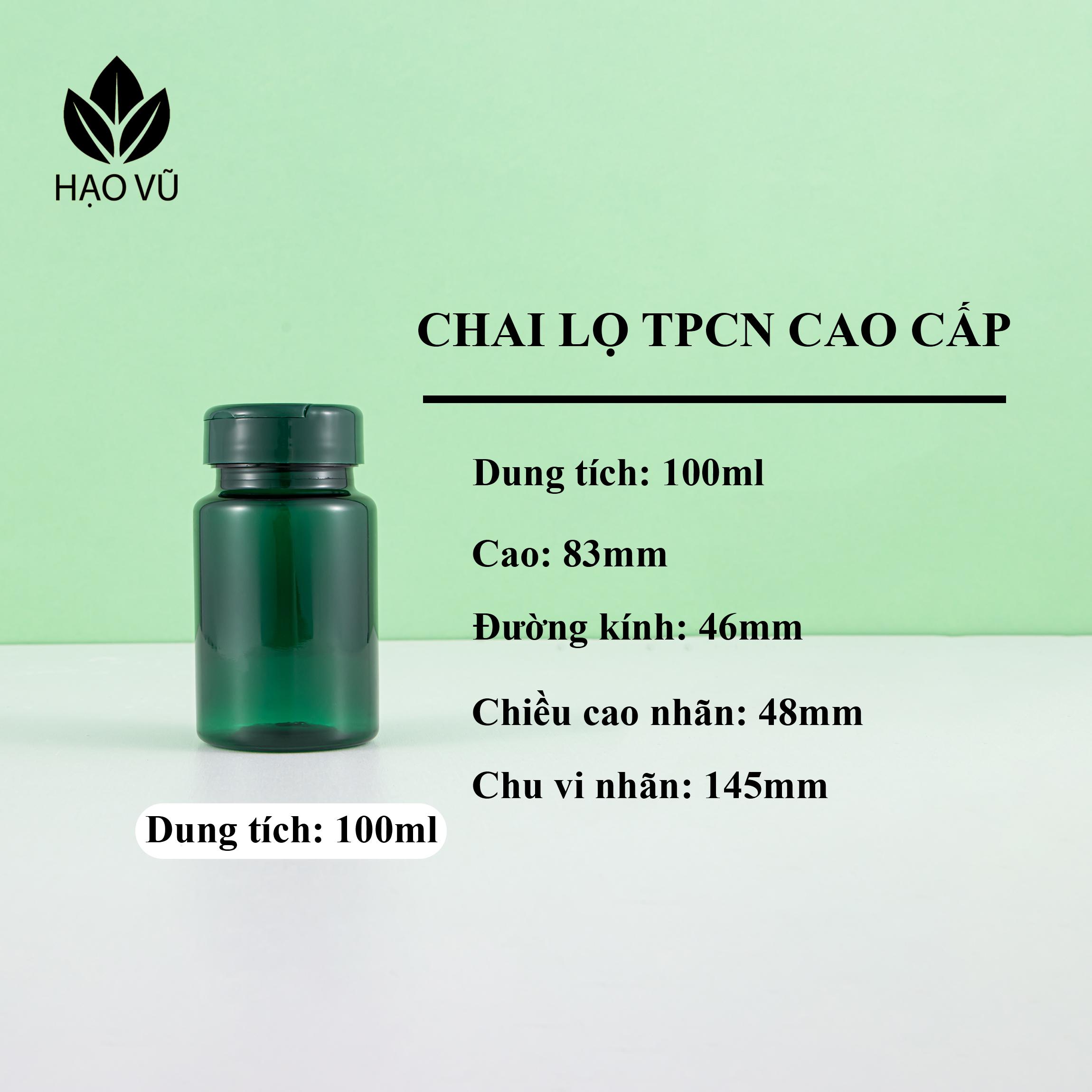 Chai nhựa Thực Phẩm Chức Năng cao cấp PET7-Lục nắp gặp - Ảnh 8