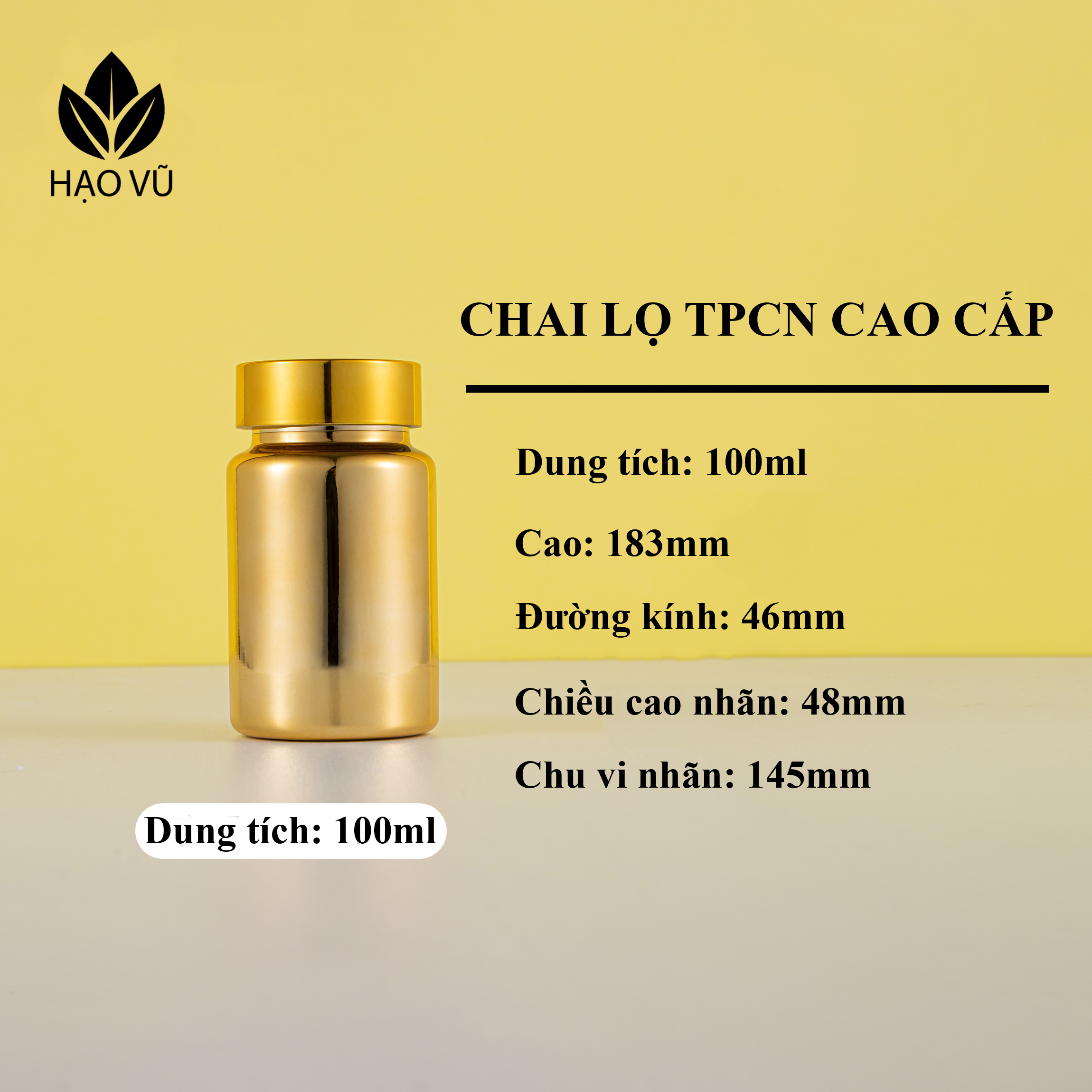 Chai nhựa Thực Phẩm Chức Năng cao cấp PET7-Mạ Vàng - Ảnh 7
