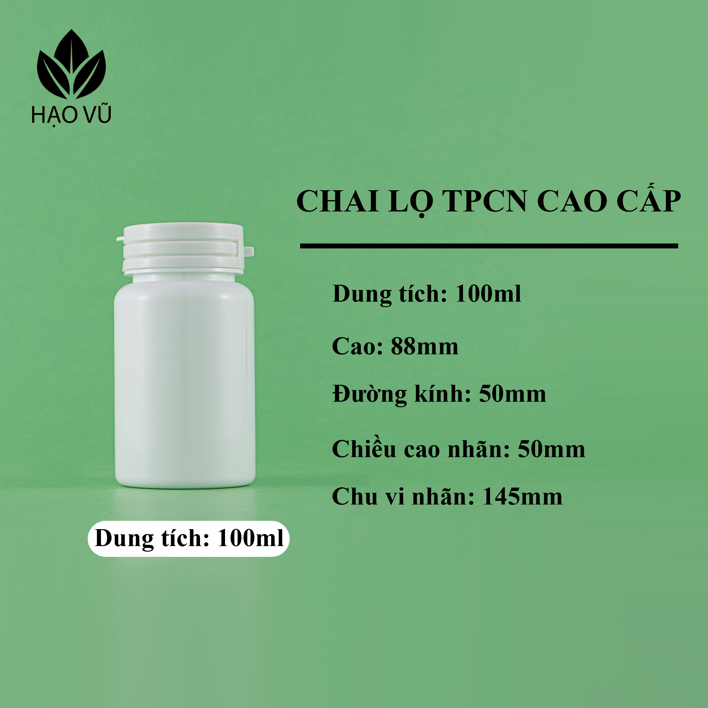 Chai nhựa Thực Phẩm Chức Năng cao cấp PET8-Trắng - Ảnh 6