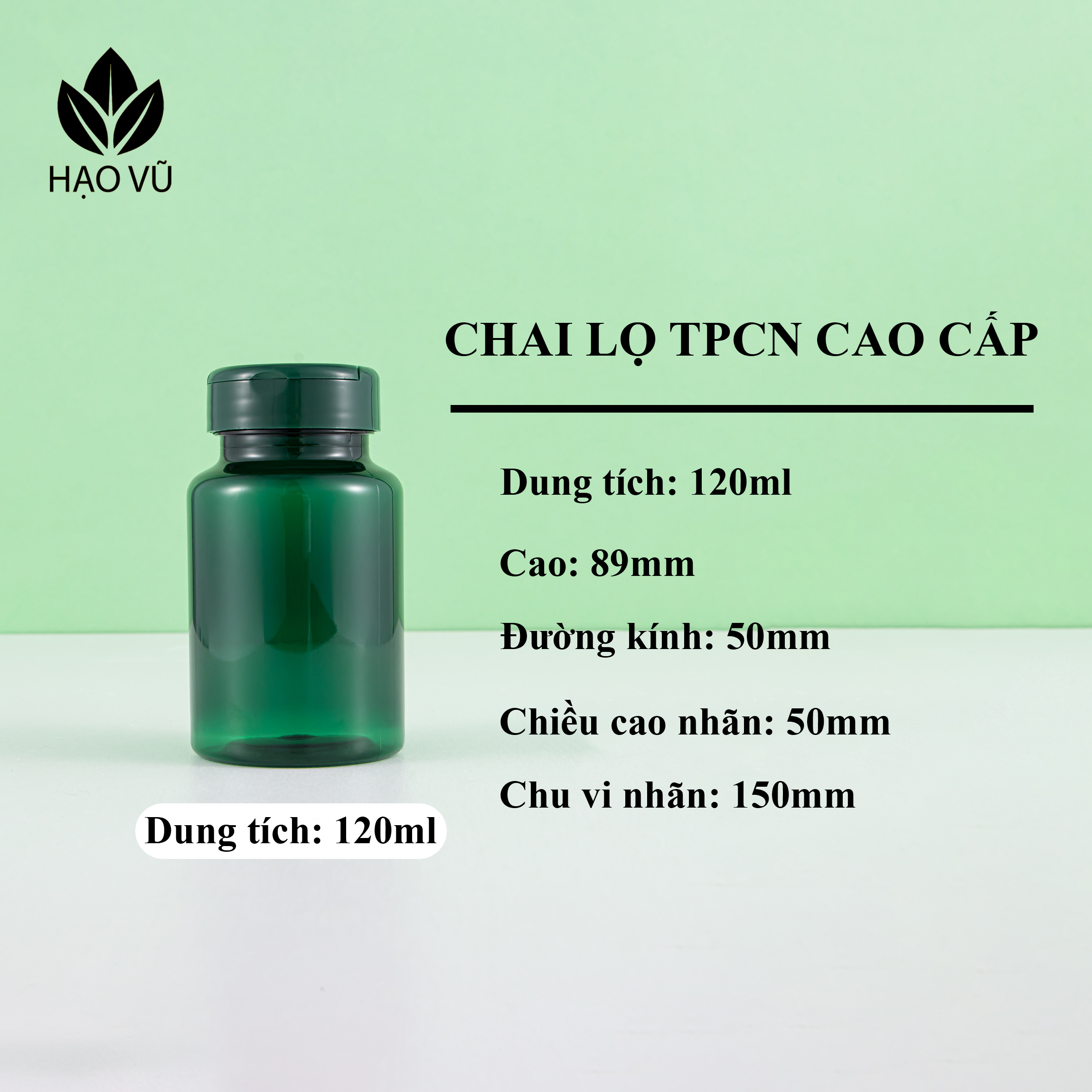 Chai nhựa Thực Phẩm Chức Năng cao cấp PET7-Lục nắp gặp - Ảnh 9