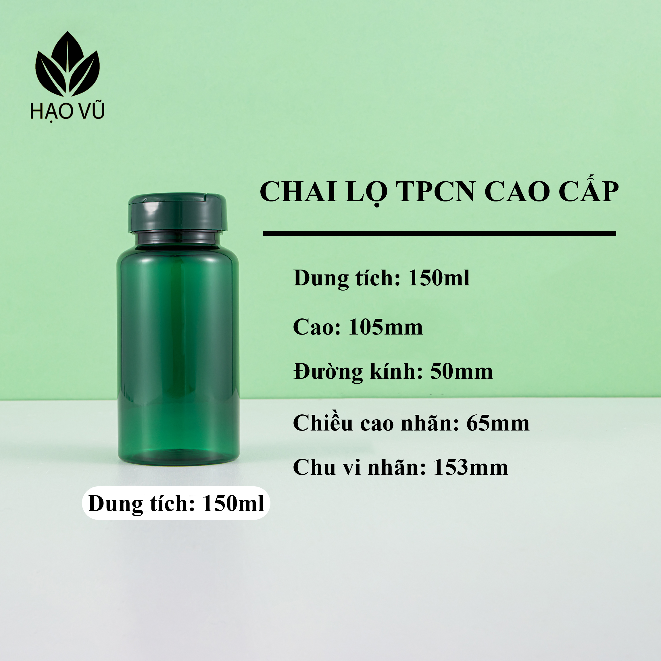 Chai nhựa Thực Phẩm Chức Năng cao cấp PET7-Lục nắp gặp - Ảnh 10