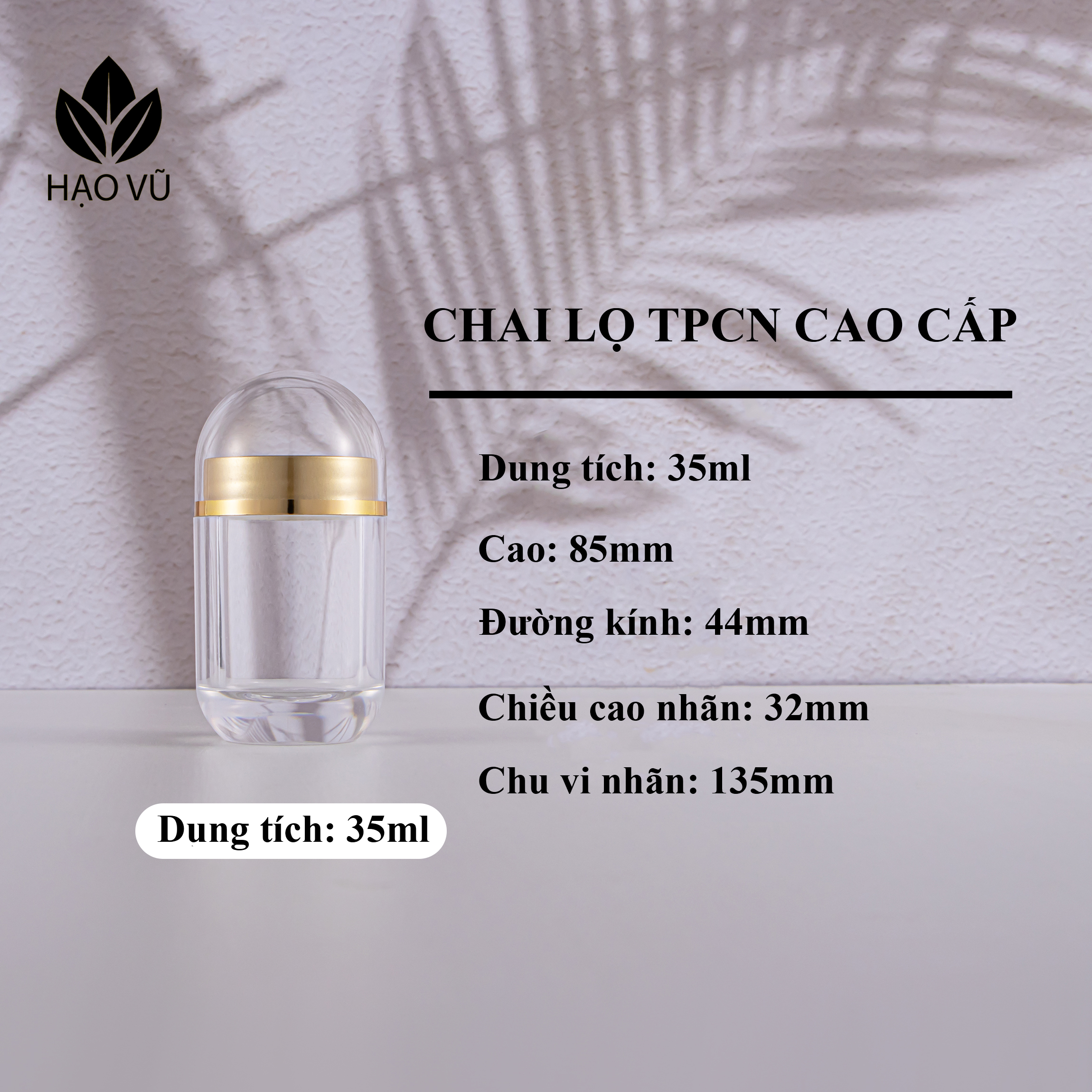Chai nhựa Thực phẩm chức năng PS - Viên nắp trong vàng - Ảnh 12