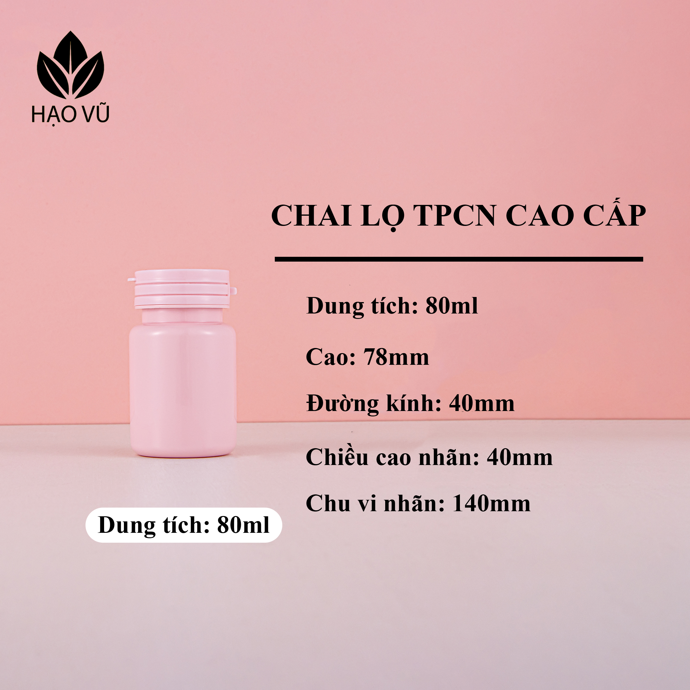 Chai nhựa Thực Phẩm Chức Năng cao cấp PET8-Hồng - Ảnh 5
