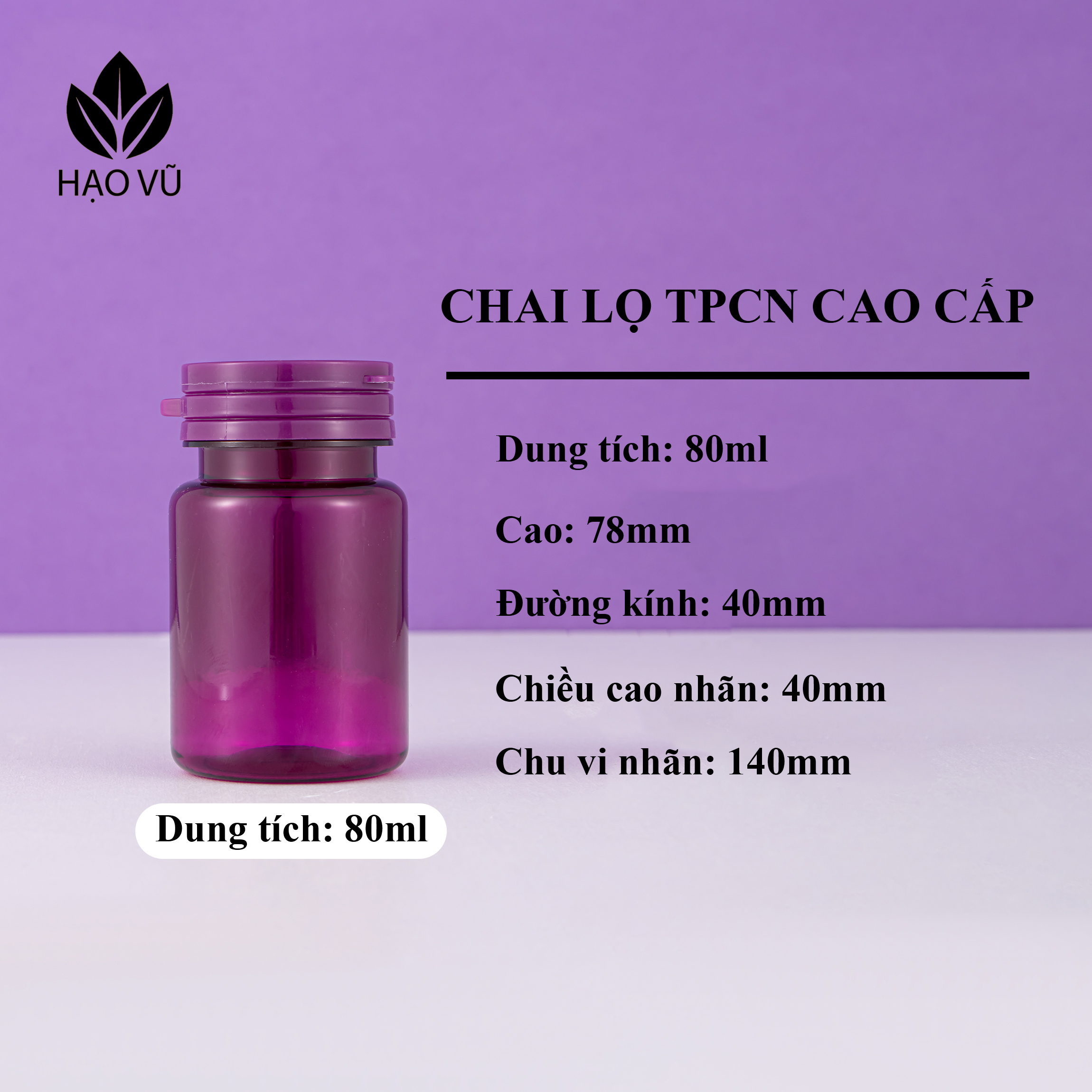 Chai nhựa Thực phẩm chức năng PET8 - Tím - Ảnh 5