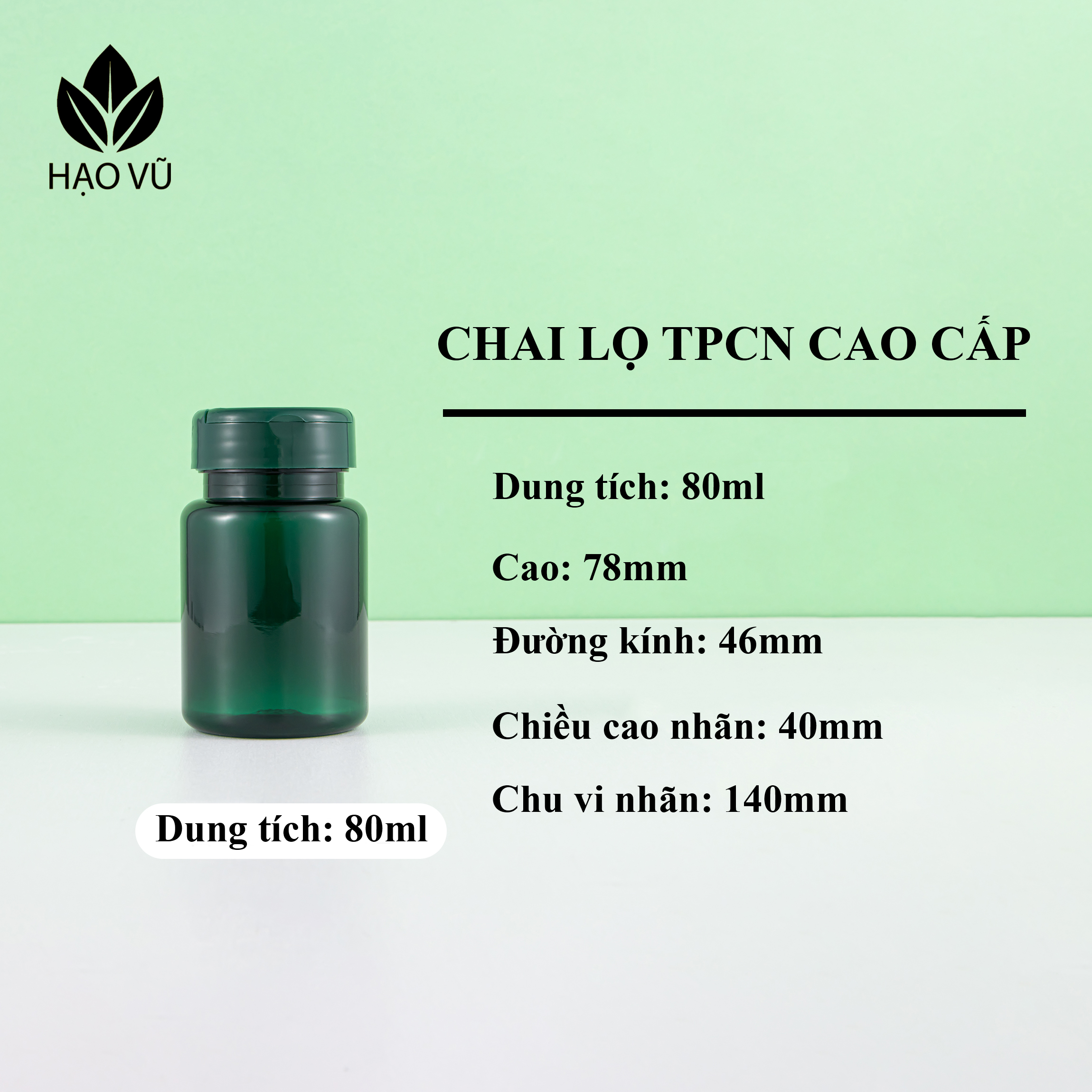 Chai nhựa Thực Phẩm Chức Năng cao cấp PET7-Lục nắp gặp - Ảnh 7