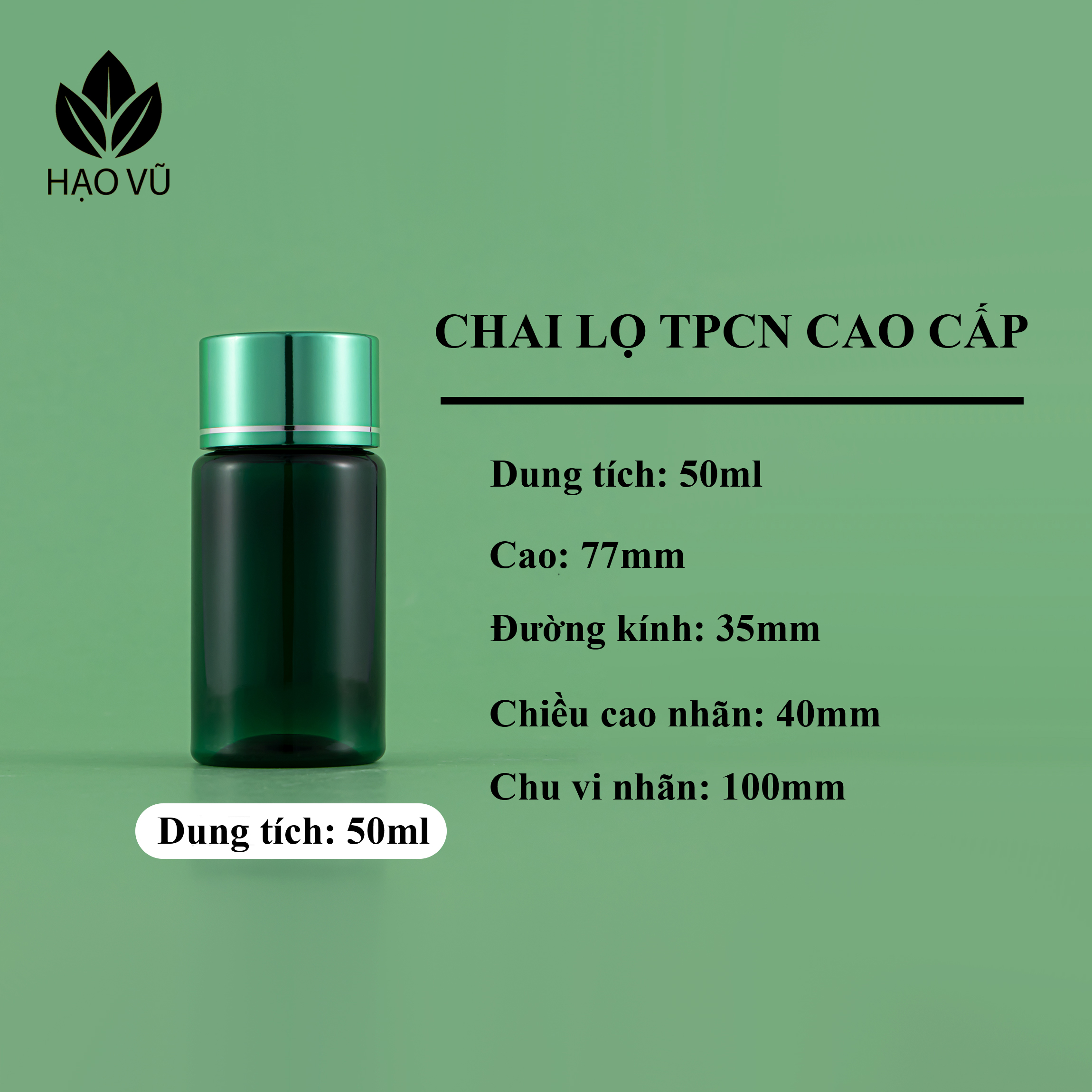 Chai nhựa Thực Phẩm Chức Năng cao cấp PET7-Lục - Ảnh 7