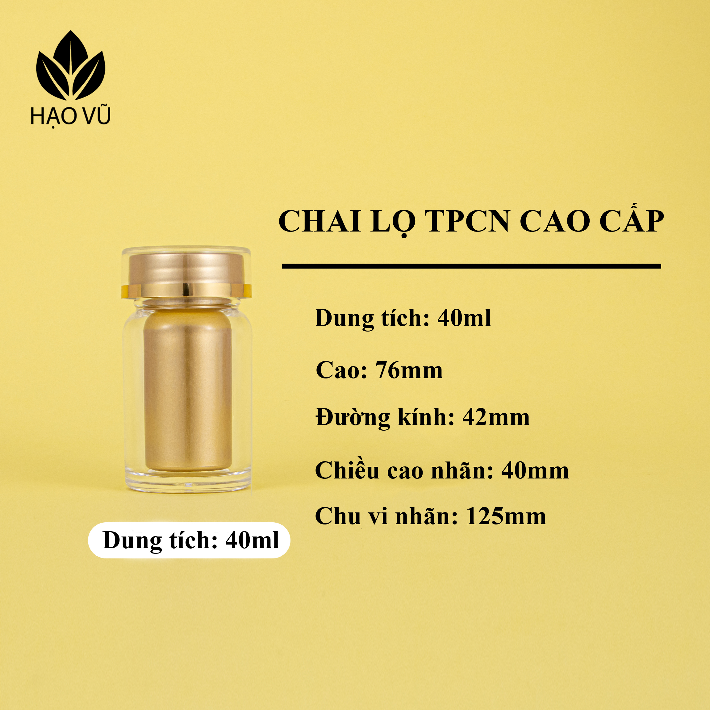 Chai đựng Thực Phẩm Chức Năng cao cấp PS1 - Vàng - Ảnh 6
