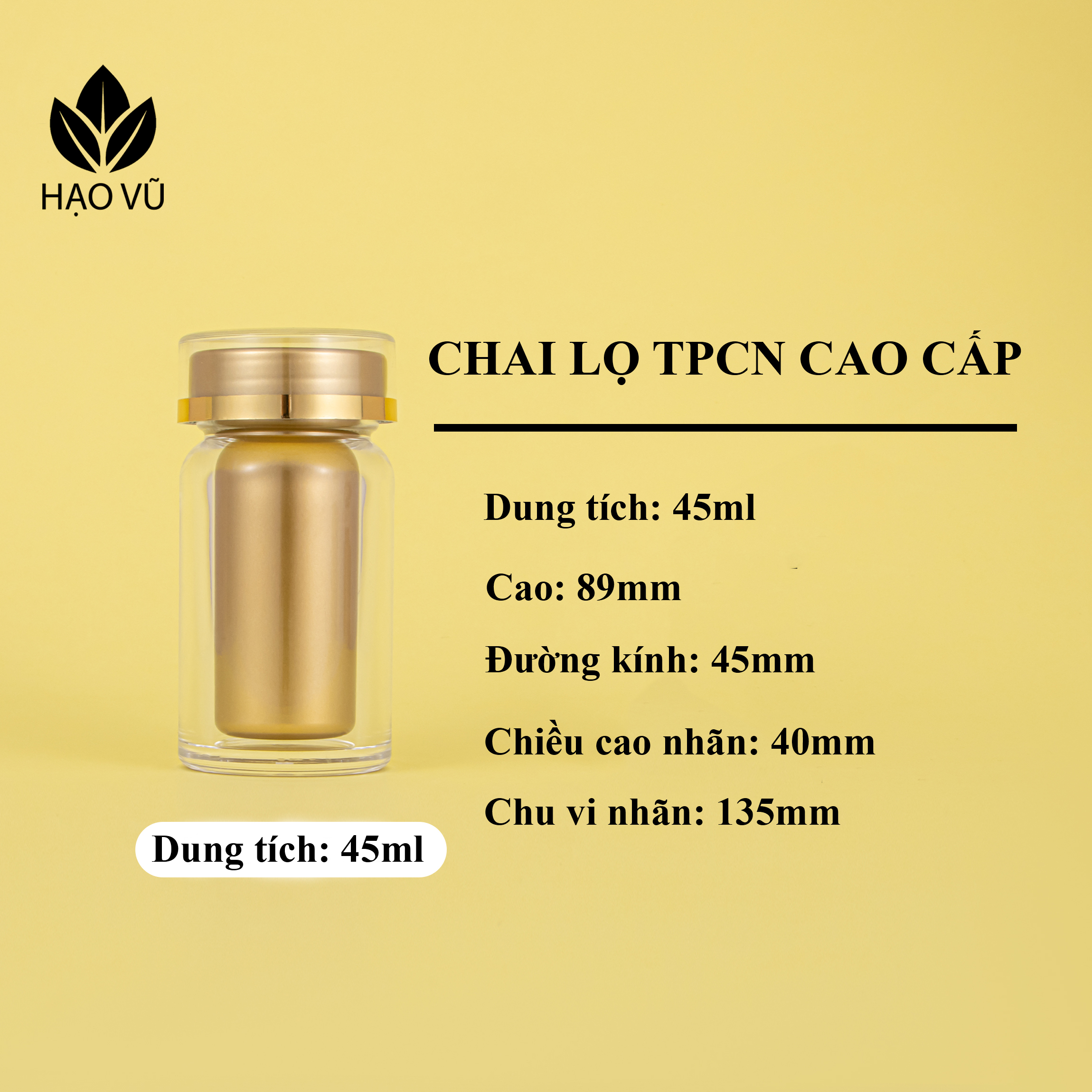 Chai đựng Thực Phẩm Chức Năng cao cấp PS1 - Vàng - Ảnh 7