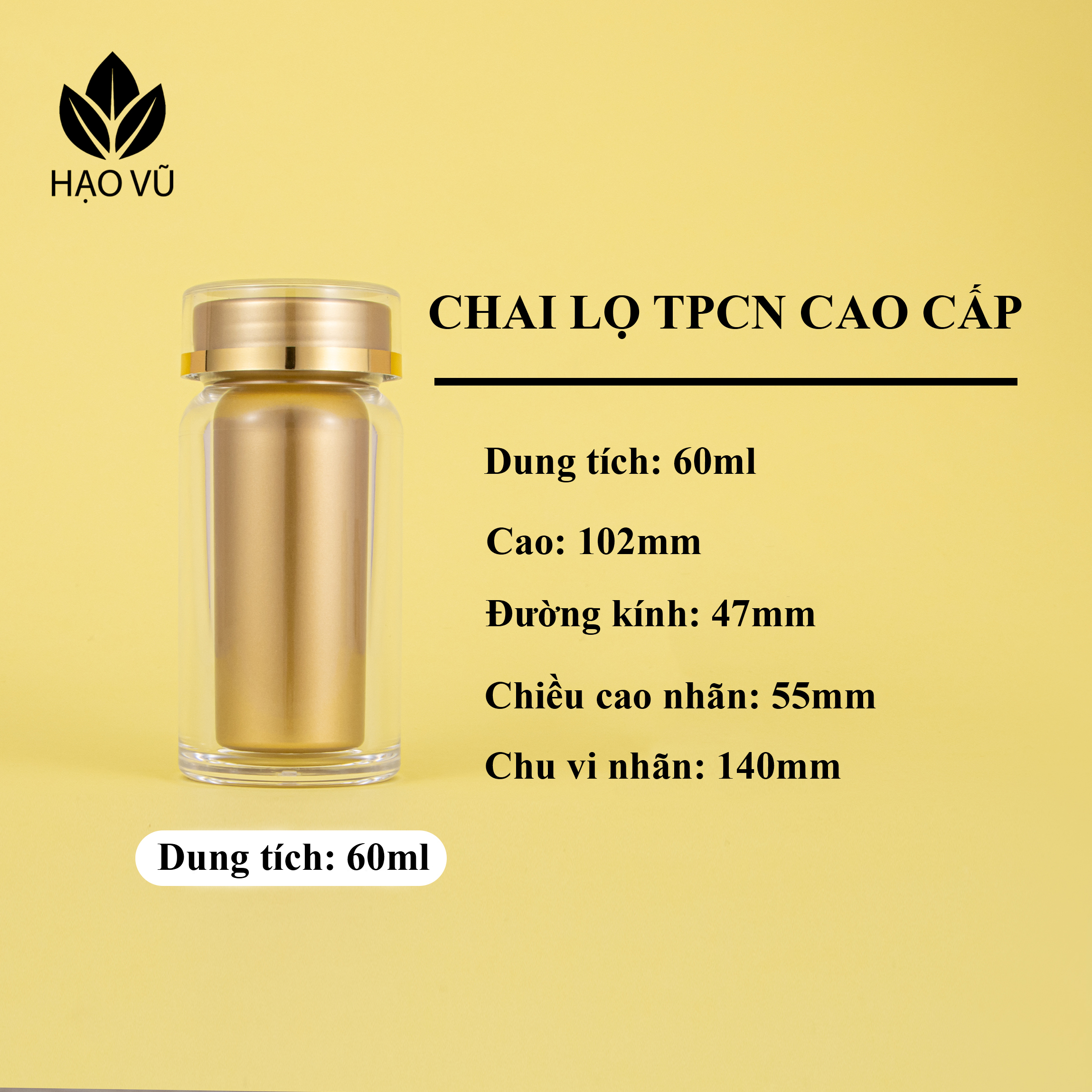 Chai đựng Thực Phẩm Chức Năng cao cấp PS1 - Vàng - Ảnh 8