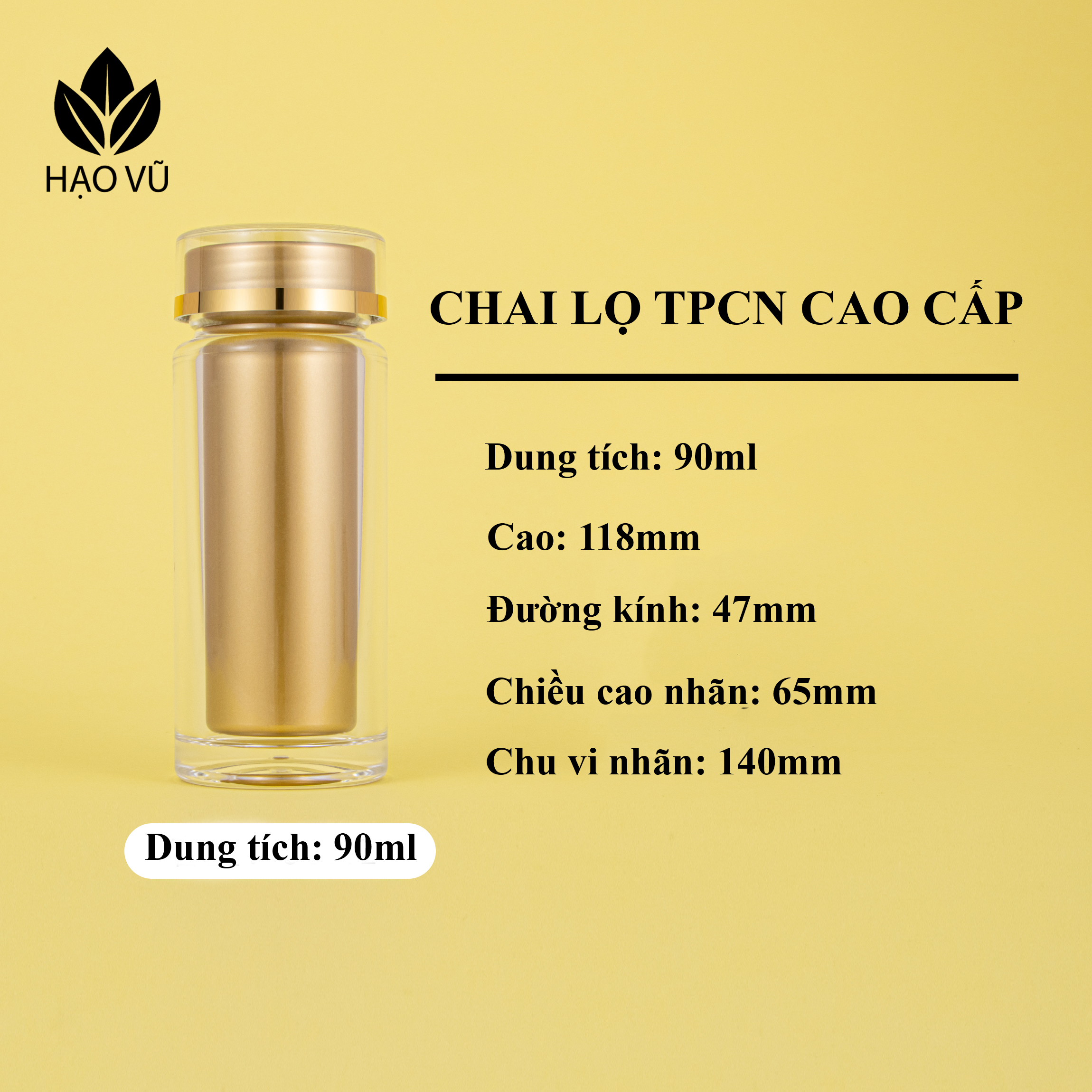 Chai đựng Thực Phẩm Chức Năng cao cấp PS1 - Vàng - Ảnh 9